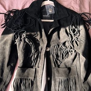 Black suede fringe jacket
